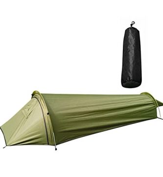 1 Persona Tienda de Senderismo, Ultraligera Tienda de Campaña Portátil Impermeable Tienda Campaña Configuración Rápida Tienda de Campaña Bolsa Vivac con Bolsa Transporte para Supervivencia (Verde)