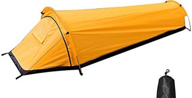 1 Persona Tienda de Senderismo, Ultraligera Tienda de Campaña Portátil Impermeable Tienda Campaña Configuración Rápida Tienda de Campaña Bolsa Vivac con Bolsa Transporte (Amarillo)