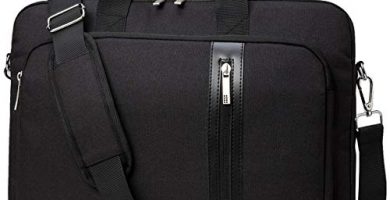 15.6 Pulgadas Bolso Hombre Bandolera, Kasgo Impermeable A Prueba de Choques Maletin Ordenador Portátil Correa Hombro Acolchada Casual Bolsa Mensajero Manga Equipaje para Negocios Trabaja Mujer Negro