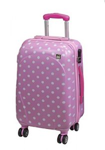 A2s Equipaje cabina maleta ligera y duradera maleta de cáscara dura con 8 ruedas giratorias llevar bolso (aviones) Lunares rosa 55x35x20cm