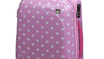 A2s Equipaje cabina maleta ligera y duradera maleta de cáscara dura con 8 ruedas giratorias llevar bolso (aviones) Lunares rosa 55x35x20cm