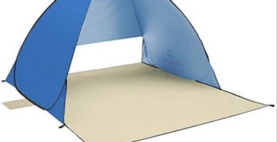 AASSDOO Carpa UPF 50+ Protección Solar Sombrilla Camping Pesca Senderismo Toldo Easy Set 2-3 Personas Bolsa de Transporte Tienda de Playa Impermeable Super Blue Beach