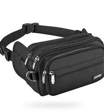 AGPTEK Riñonera de Marcha Impermeable, Bolsa Cintura Multifuncional con 5 Bolsillos, Protección RFID para Running Viaje Senderismo, Acampada, para Mujeres y Hombres, Negro