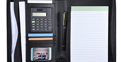 Bisofice Negocio Portafolio Carpeta Documento Caso Organizador A5 Portátil Profesional Pu Cuero con Cremallera Cierre con Calculadora Tarjeta Poseedor Memorándum Nota Escritura Almohadilla
