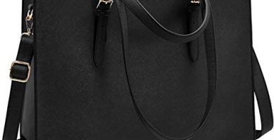 Bolso Mujer Bolsos Bandolera para Ordenador Portátil 15.6 Pulgadas Impermeable Bolsos de Mujer Cuero PU Universidad Shopper Bolsa Tote Negro