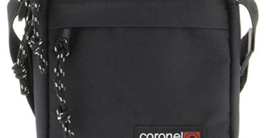 Bolso para Hombre Bolso Bandolera Coronel Tapiocca Casual con Solapa Bolsillos y Cremallera Denim 17.5x22x5.5 cm Negro