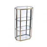 By SIGRIS Vitrina Dorado de Metal Y Cristal 34X11X18cm Caja y Joyero Maleta Decoracion Maleta Vintage Decoracion