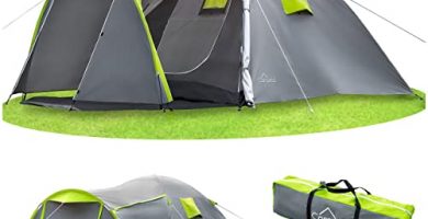 Campela Tienda de Campaña, Tienda campaña Familiar - Tienda de campaña 4 Personas, Modelo Tropical-4", Impermeable 3000m, Costuras Selladas, CA0013 (Green)