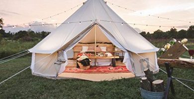 Cozy House Tienda de Campana de Lona de algodón para Acampar en Familia Impermeable al Aire Libre Yurta Glamping de Lujo (4M diámetro)