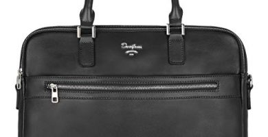 David Jones - Bolso de Mano Business Grande Hombre - Maletín Trabajo Ordenador Portátiles 15,6 Pulgadas - Portadocumentos Bandolera Cuero Genuino - Mensajero PU Piel Negocios Oficina Escuela - Negro