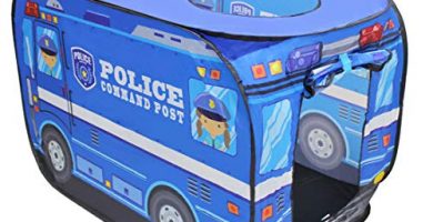 deAO Casita de Juegos Infantil Carpa para Niños y Niñas Tienda con Diseño Pop Up Auto Armable Montaje Rápido Actividades Recreativas al Interior y Exterior Área de Recreo (Furgoneta de Policía)