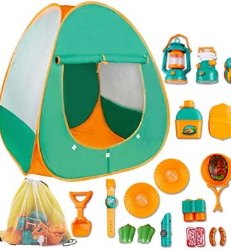 deAO Juego de Supervivencia Camping Infantil Conjunto de Imitación para Niños y Niñas Incluye Tienda de Campaña Pop Up, Farol, Camping Gas y Accesorios Actividad Recreativa Interior y Exterior