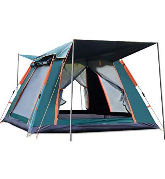 Ergocar Tienda de Campaña 3-4 Personas Tienda de Camping Ligero Impermeable Anti Viento Exteriores Tienda de Campaña para Senderismo Festival Camping Mochila (Verde, Vinilo)