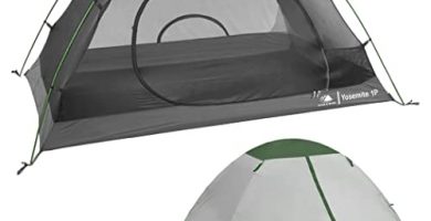 Hyke & Byke Yosemite Tienda de Campaña para 1 o 2 Personas con Suelo – Tienda de Campaña Ligera para Mochileros – Tienda de Campaña con Dos Puertas en Forma de Domo