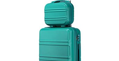 Kono Juegos de Equipaje de 2 Piezas Rigidas 55 cm Maleta de Cabina con Neceser Trolley de Viaje Equipaje de Mano con 4 Ruedas giratorias y Cerradura TSA (Turquesa)