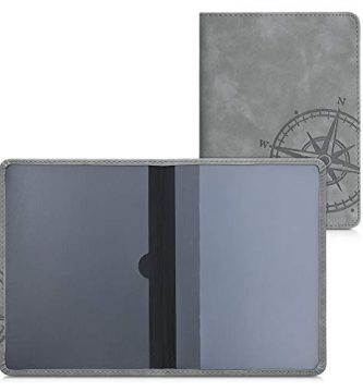 kwmobile Funda para permiso de circulación coche de piel sintética nobuk - Para documentos 10.5 x 14.8 CM doblados - gris