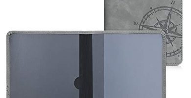 kwmobile Funda para permiso de circulación coche de piel sintética nobuk - Para documentos 10.5 x 14.8 CM doblados - gris