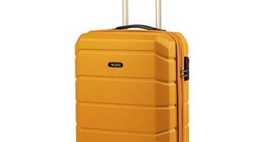 Maletas de Cabina 55x40x20 Tamaño Máximo Ryanair/Maleta pequeña Viaje rigida en ABS Trolley Equipaje de Mano Ligera con 4 Ruedas giratorias Sulema (Mostaza)