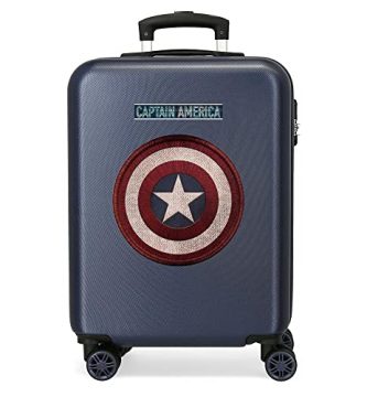 Marvel Captain America, Maleta De Cabina Rígida 55cm Niños, Azul (Blue), 38x55x20 Cms