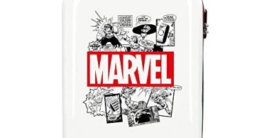 Marvel Los Vengadores Comic Maleta de cabina Blanco 40x55x20 cms Rígida ABS Cierre combinación 34L 2,6Kgs 4 Ruedas Dobles Equipaje de Mano