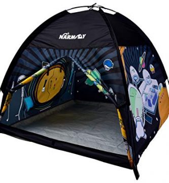 NARMAY® - Tienda de campaña para niños, ideal para jugar en interiores y exteriores, 121 × 121 × 101 cm, diseño con elementos espaciales