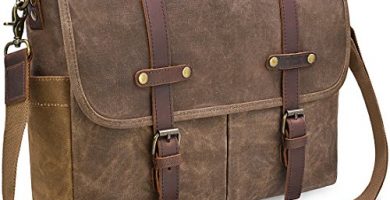 NEWHEY Bolso Bandolera Hombre Mensajero Bolsa Resistentes Maletin Portatil 15.6 Ordenador Lona Trabajo Vintage Marrón