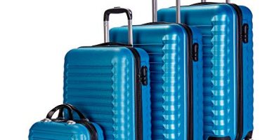 NUMADA-Juego de Maletas Rígidas 4pzs. Mod. Newteck Maleta Cabina 53cm, M. Mediana 63cm, M. Grande 75cm y Neceser. Set de Maletas de Viaje ABS Eco Friendly, 4 Ruedas Dobles, Cierre Combinación (Azul)