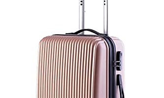 OM Home Maleta de Viaje, Equipaje de Mano, Cabina ABS+PC, 4 Ruedas mudas 360º universales, Ligera y Resistente (20'' Oro Rosa 55x37x24cm)