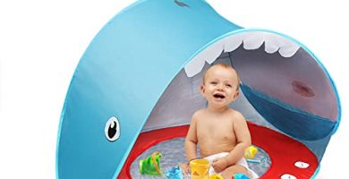 Opret Tienda Playa Bebe, Pop-up Tiendas de Campaña con Piscina para Niños Carpa Plegable Portátil Anti UV 50+ Protector Solar, Azul