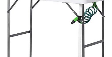 Outsunny Mesa Plegable de Picnic con Fregadero Grifo y Pistola de Riego Extensible para Camping Barbacoa Exterior 114,5x59x94,5 cm Blanco