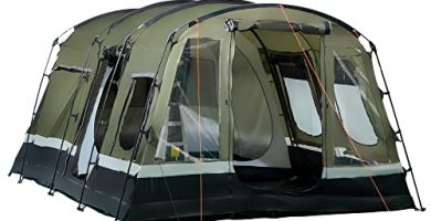 Outsunny Tienda de Campaña Familiar 6 Personas Tienda Camping Impermeable PU3000 mm con 3 Puertas 6 Ventanas Bolsillos y Bolsa de Transporte 455x320x215 cm Verde