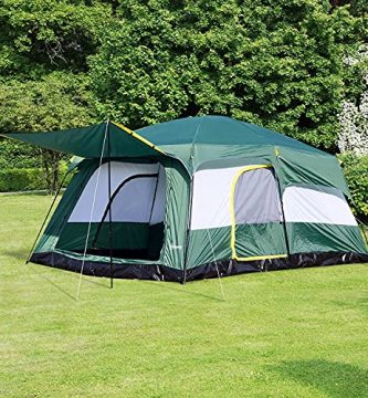 Outsunny Tienda de Campaña Familiar 8-10 Personas Carpa Grande Acampada Tipo Refugio para Playa Picnic Portátil y Impermeable con Bolsa de Transporte Mosquitera Protección Solar UV 4.3x3x2m