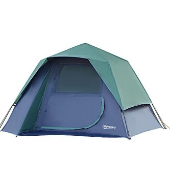 Outsunny Tienda de Campaña para 3 Personas Fácil de Desplegar Diseño 2 en 1 Pop-up con Gancho para Luz de Camping 250x194x160 cm Verde