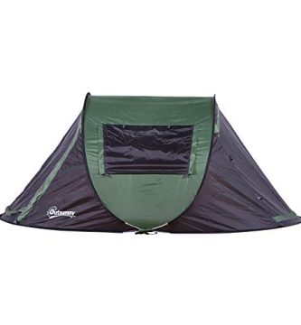 Outsunny Tienda de Campaña Pop-up para 2 Personas Tienda de Dormir con Bolsa de Almacenaje Portátil Ligera y con Mosquitero 250x150x100cm Verde