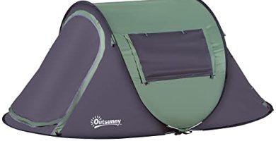 Outsunny Tienda de Campaña Pop-up para 2 Personas Tienda de Dormir con Bolsa de Almacenaje Portátil Ligera y con Mosquitero 250x150x100cm Verde