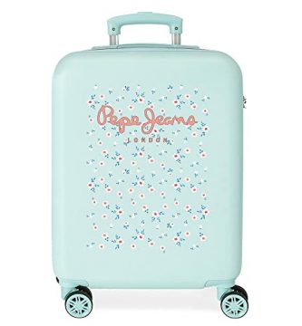 Pepe Jeans Leslie Maleta de Cabina Azul 38x55x20 cms Rígida ABS Cierre de combinación Lateral 34L 2,74 kgs 4 Ruedas Dobles Equipaje de Mano