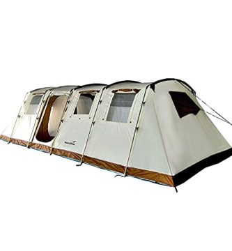 Skandika Casablanca Tienda de campaña túnel para 12 personas | suelo cosido, impermeable, 5000 mm de columna de agua, 2,1 m de altura, 2 grandes cabinas para dormir, 2 entradas