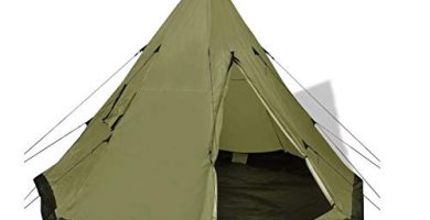 SOULONG Tienda de campaña india, teme, camping, tienda familiar, resistente al agua, para 2 a 4 personas, superficie de dormir: 300 x 300 cm (largo x ancho x alto). (verde)