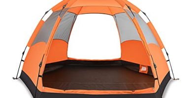 SpecStandard emergente para 4-6 Alta e instantánea, campaña Familiar Easy Up, Tienda automática para Acampar a Prueba de Agua, 4 Personas, Naranja, 106,3 x 106,3 x 59 Pulgadas (270 x 270 x 150 cm)