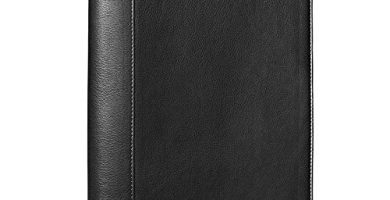 STILORD 'Julius' Portadocumentos de Cuero Estilo Vintage para conferencias Negocios o Trabajo Carpeta Organizador o clasificador DIN A4 de Piel auténtica, Color:Negro