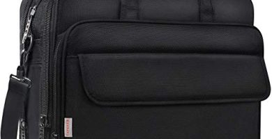 Taygeer Maletin Portatil 17 Pulgadas Elegante Maletin Ordenador Portatil Extensible Maletin para Portatil Portadocumentos Maletin Profesora Hombre Mujer para Trabajo Viaje Universidad - Negro