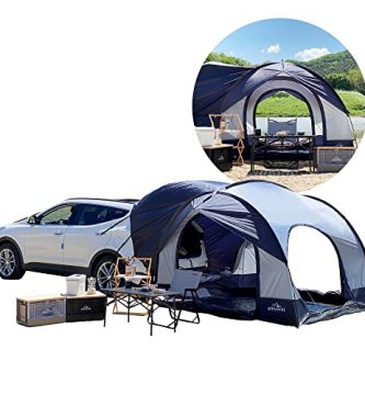 URBANSIDE Protect 3+ refugio de acoplamiento para coche, camping, SUV, carpa I camping Docking carpa I portátil impermeable al aire libre equipo I coche camping tienda I gris y azul marino