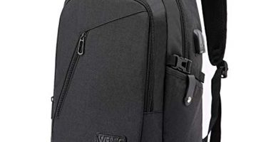 WENIG Mochila Antirrobo Impermeable,Mochila Portatil 15.6 Pulgadas Mochila Hombre con Puerto de Carga USB,Mochila Backpack para el Laptop para Ordenador del Negocio Trabajo Diario Viaje-Negro