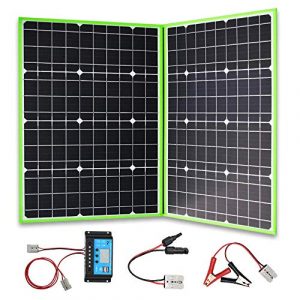 XINPUGUANG Panel solar plegable 100 W, 2 x 50 W, 12 V, cargador solar monocristalino con controlador de 10 A para tienda de campaña y carga al aire libre